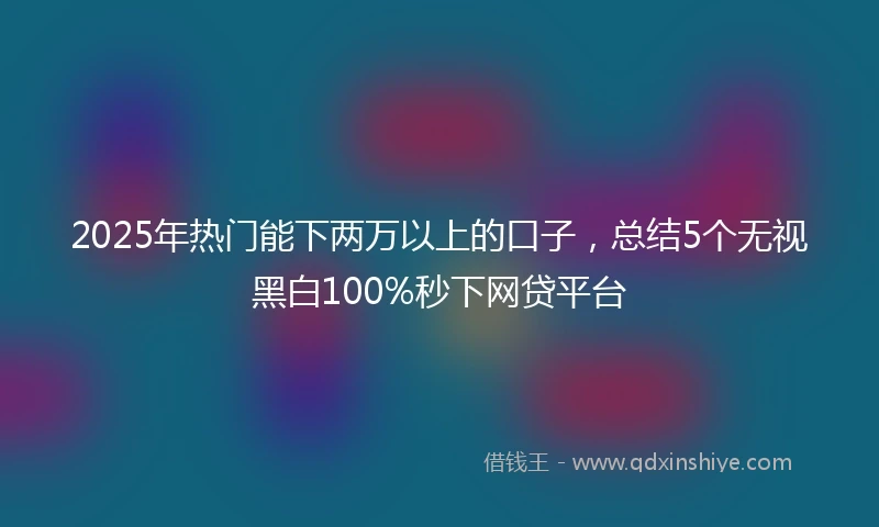 2025年热门能下两万以上的口子，总结5个无视黑白100%秒下网贷平台