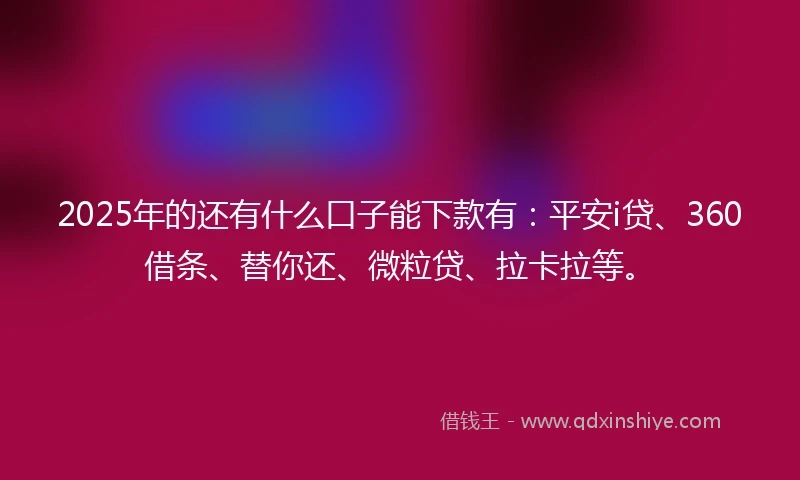 2025年的还有什么口子能下款有：平安i贷、360借条、替你还、微粒贷、拉卡拉等。