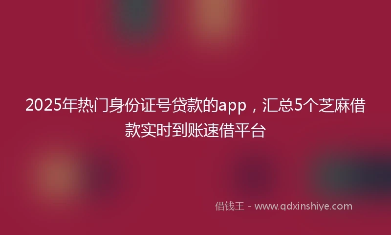 2025年热门身份证号贷款的app，汇总5个芝麻借款实时到账速借平台
