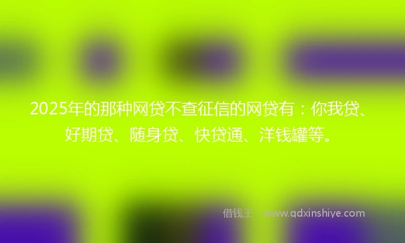 2025年的那种网贷不查征信的网贷有：你我贷、好期贷、随身贷、快贷通、洋钱罐等。