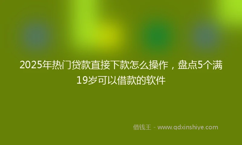 2025年热门贷款直接下款怎么操作，盘点5个满19岁可以借款的软件
