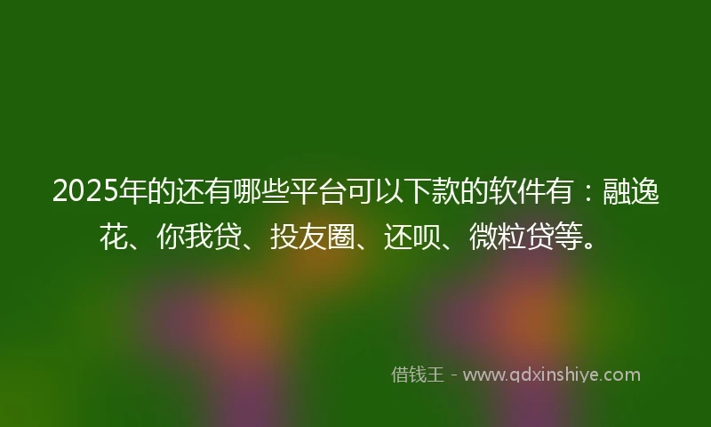 2025年的还有哪些平台可以下款的软件有：融逸花、你我贷、投友圈、还呗、微粒贷等。