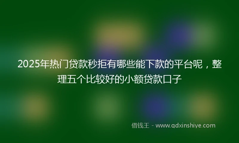 2025年热门贷款秒拒有哪些能下款的平台呢，整理五个比较好的小额贷款口子
