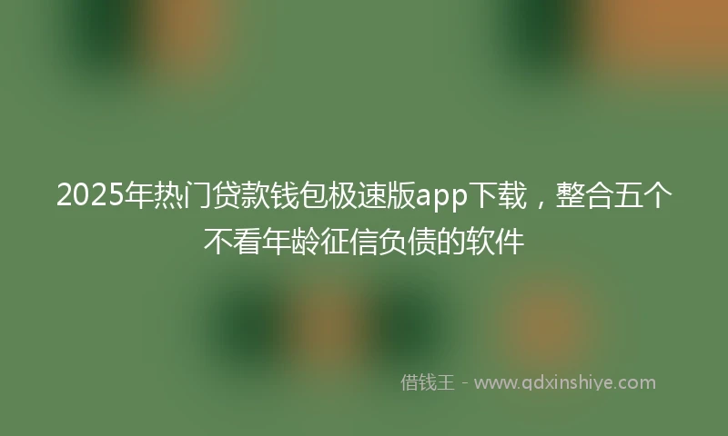 2025年热门贷款钱包极速版app下载，整合五个不看年龄征信负债的软件