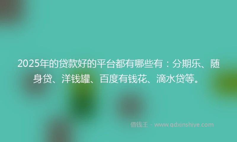 2025年的贷款好的平台都有哪些有：分期乐、随身贷、洋钱罐、百度有钱花、滴水贷等。