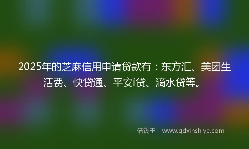 2025年的芝麻信用申请贷款有：东方汇、美团生活费、快贷通、平安i贷、滴水贷等。