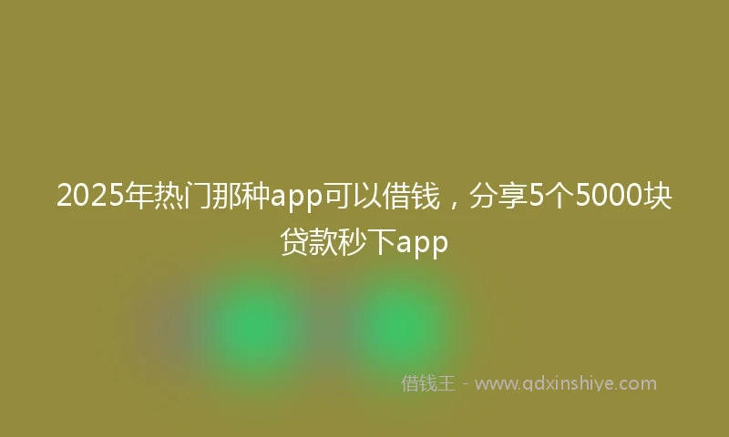 2025年热门那种app可以借钱，分享5个5000块贷款秒下app