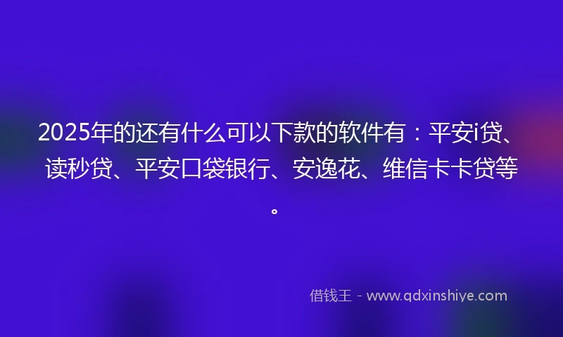 2025年的还有什么可以下款的软件有：平安i贷、读秒贷、平安口袋银行、安逸花、维信卡卡贷等。