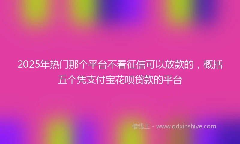2025年热门那个平台不看征信可以放款的，概括五个凭支付宝花呗贷款的平台