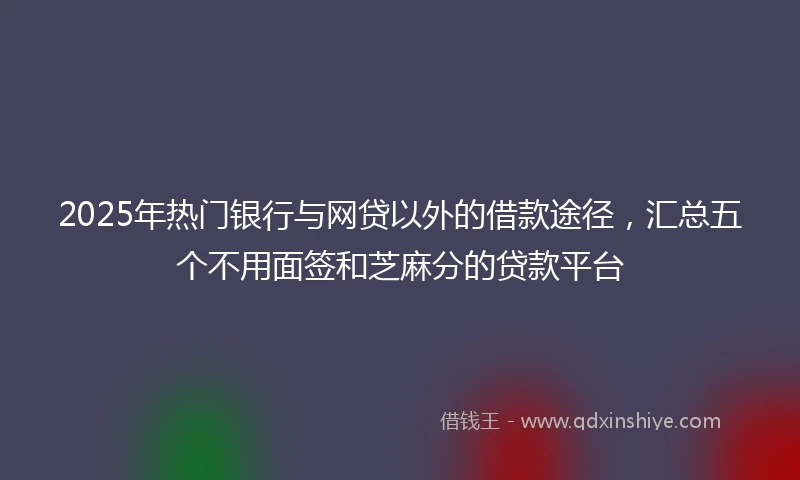 2025年热门银行与网贷以外的借款途径，汇总五个不用面签和芝麻分的贷款平台