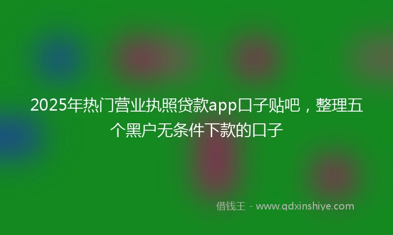 2025年热门营业执照贷款app口子贴吧，整理五个黑户无条件下款的口子