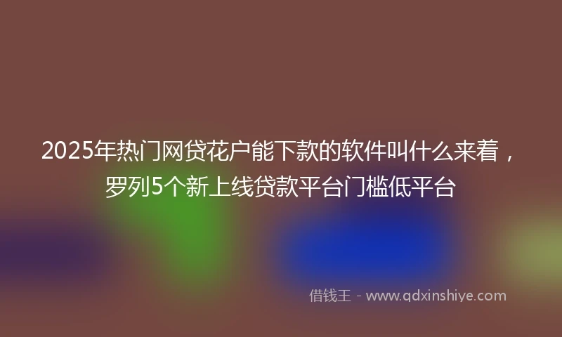 2025年热门网贷花户能下款的软件叫什么来着，罗列5个新上线贷款平台门槛低平台