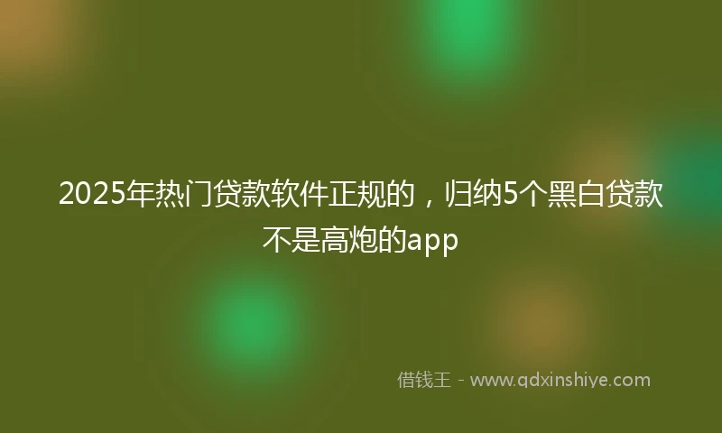 2025年热门贷款软件正规的，归纳5个黑白贷款不是高炮的app