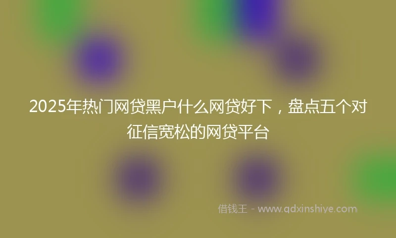 2025年热门网贷黑户什么网贷好下，盘点五个对征信宽松的网贷平台