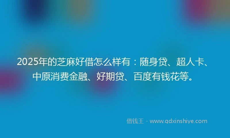 2025年的芝麻好借怎么样有：随身贷、超人卡、中原消费金融、好期贷、百度有钱花等。