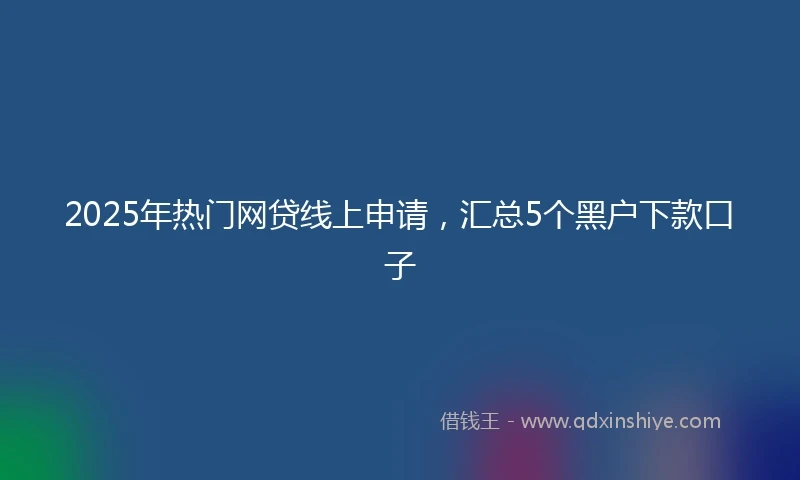2025年热门网贷线上申请，汇总5个黑户下款口子