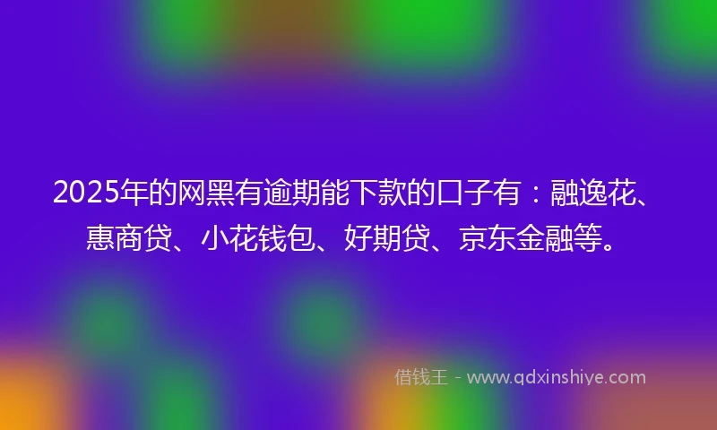 2025年的网黑有逾期能下款的口子有：融逸花、惠商贷、小花钱包、好期贷、京东金融等。