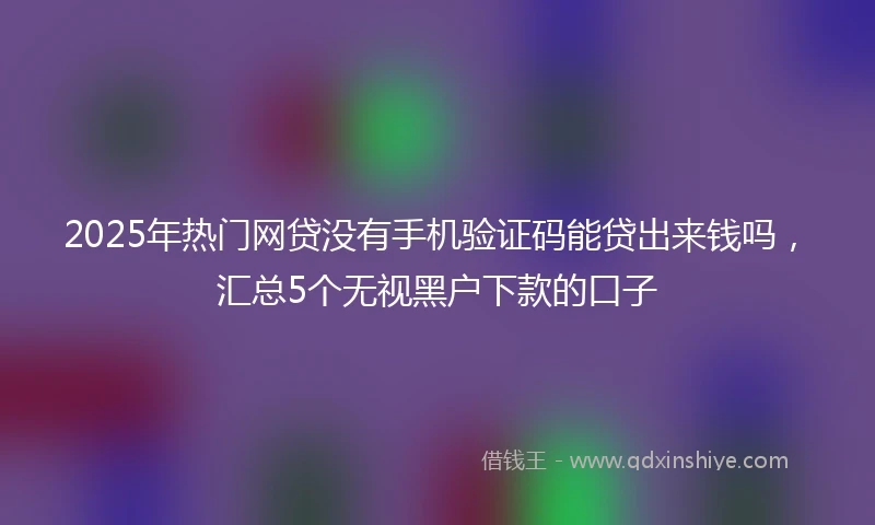 2025年热门网贷没有手机验证码能贷出来钱吗，汇总5个无视黑户下款的口子