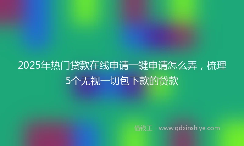 2025年热门贷款在线申请一键申请怎么弄，梳理5个无视一切包下款的贷款
