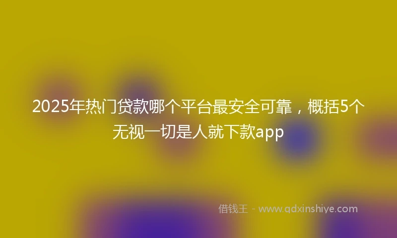 2025年热门贷款哪个平台最安全可靠，概括5个无视一切是人就下款app