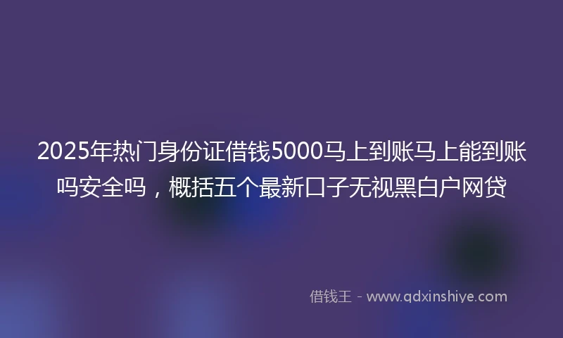 2025年热门身份证借钱5000马上到账马上能到账吗安全吗，概括五个最新口子无视黑白户网贷