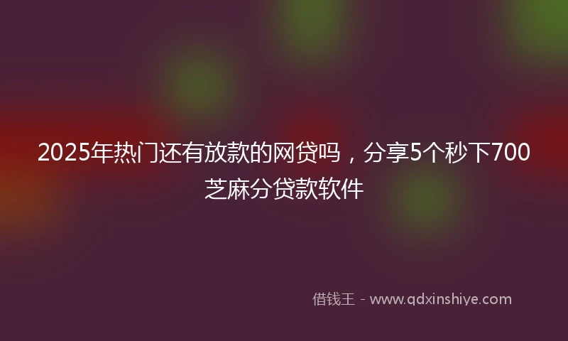 2025年热门还有放款的网贷吗，分享5个秒下700芝麻分贷款软件