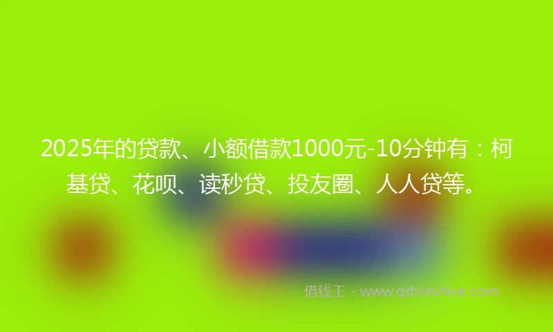 2025年的贷款、小额借款1000元-10分钟有：柯基贷、花呗、读秒贷、投友圈、人人贷等。