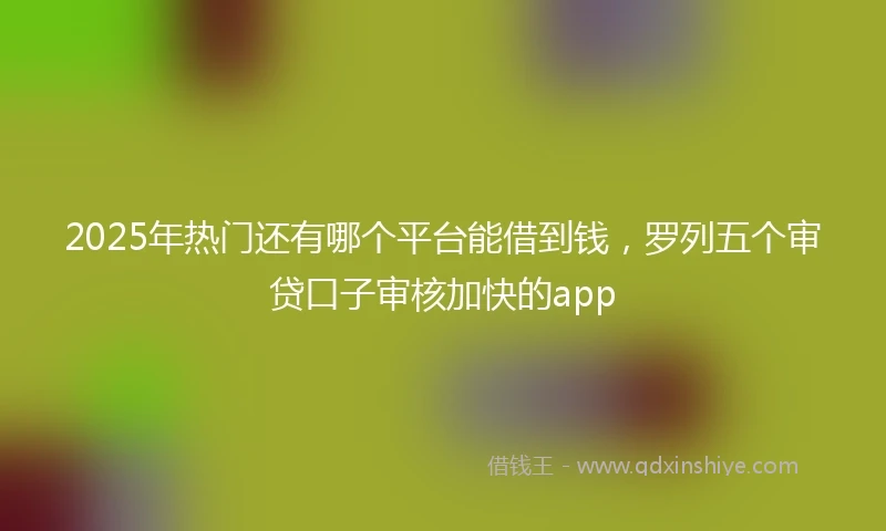 2025年热门还有哪个平台能借到钱，罗列五个审贷口子审核加快的app
