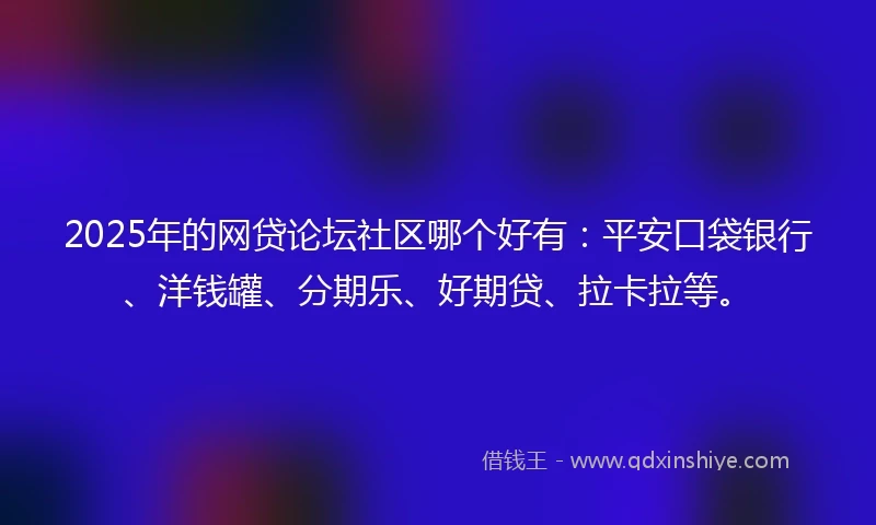 2025年的网贷论坛社区哪个好有：平安口袋银行、洋钱罐、分期乐、好期贷、拉卡拉等。