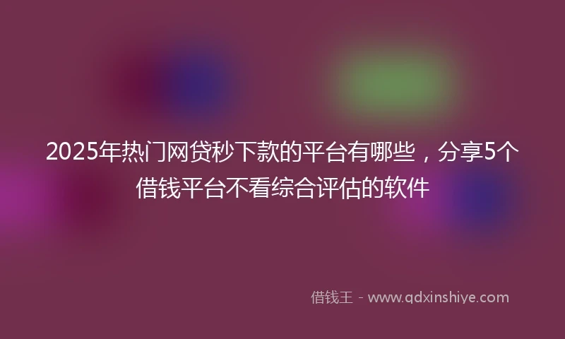 2025年热门网贷秒下款的平台有哪些，分享5个借钱平台不看综合评估的软件