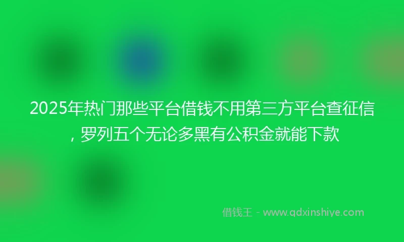 2025年热门那些平台借钱不用第三方平台查征信，罗列五个无论多黑有公积金就能下款