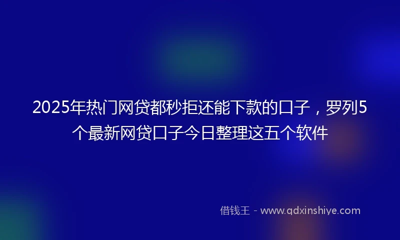 2025年热门网贷都秒拒还能下款的口子，罗列5个最新网贷口子今日整理这五个软件