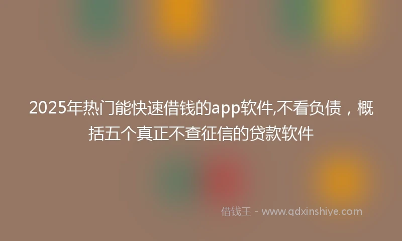 2025年热门能快速借钱的app软件,不看负债，概括五个真正不查征信的贷款软件