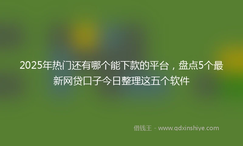 2025年热门还有哪个能下款的平台，盘点5个最新网贷口子今日整理这五个软件