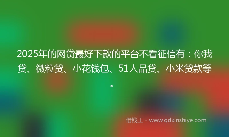 2025年的网贷最好下款的平台不看征信有：你我贷、微粒贷、小花钱包、51人品贷、小米贷款等。