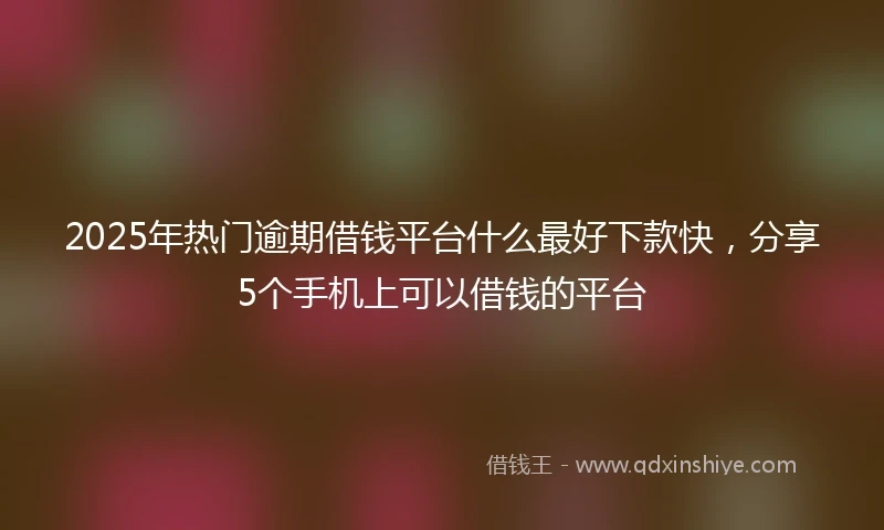 2025年热门逾期借钱平台什么最好下款快，分享5个手机上可以借钱的平台