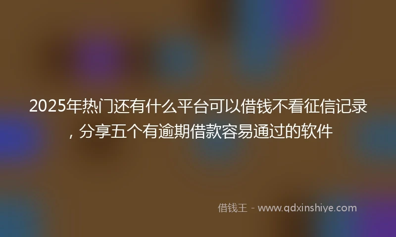 2025年热门还有什么平台可以借钱不看征信记录，分享五个有逾期借款容易通过的软件