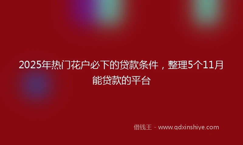 2025年热门花户必下的贷款条件，整理5个11月能贷款的平台