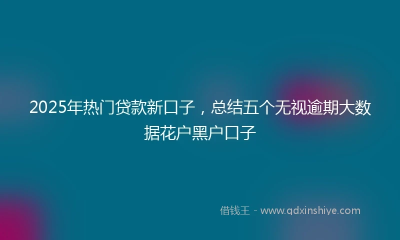 2025年热门贷款新口子，总结五个无视逾期大数据花户黑户口子