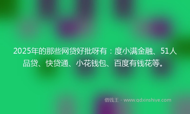 2025年的那些网贷好批呀有：度小满金融、51人品贷、快贷通、小花钱包、百度有钱花等。