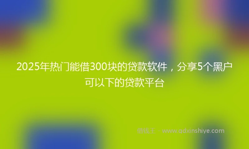 2025年热门能借300块的贷款软件，分享5个黑户可以下的贷款平台