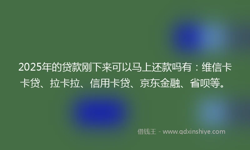 2025年的贷款刚下来可以马上还款吗有：维信卡卡贷、拉卡拉、信用卡贷、京东金融、省呗等。