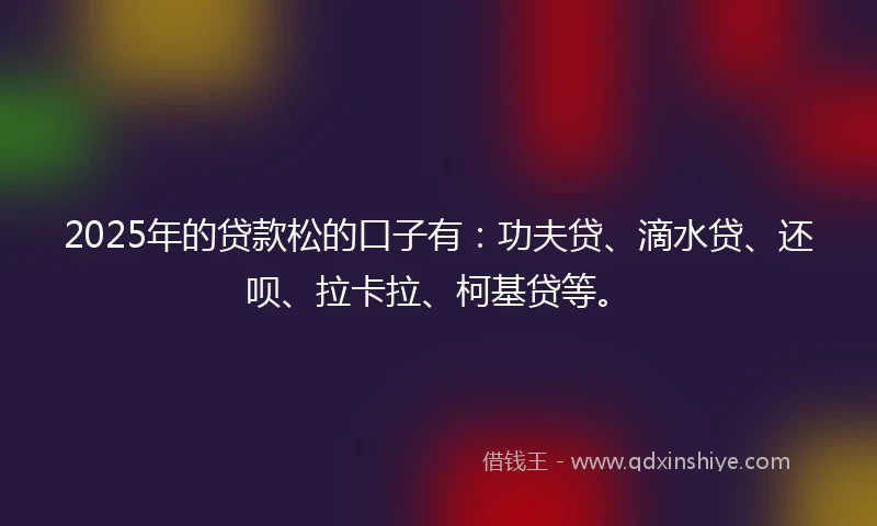 2025年的贷款松的口子有：功夫贷、滴水贷、还呗、拉卡拉、柯基贷等。