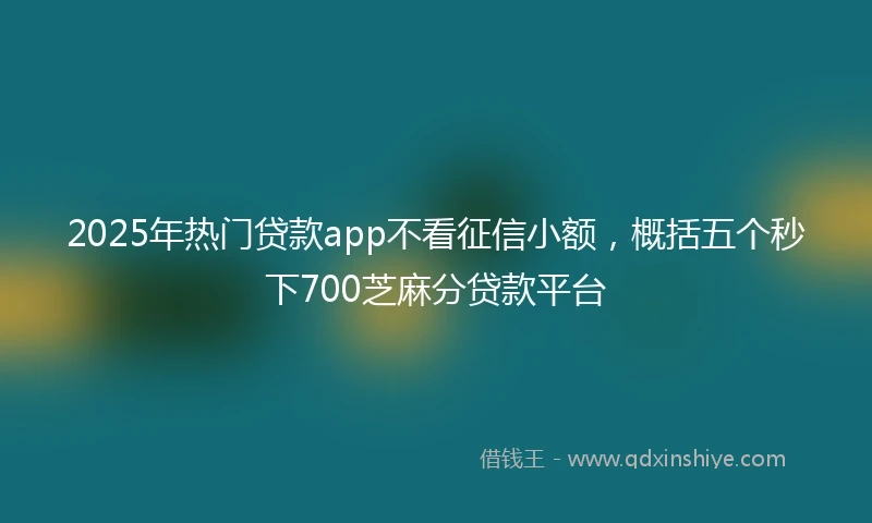 2025年热门贷款app不看征信小额，概括五个秒下700芝麻分贷款平台