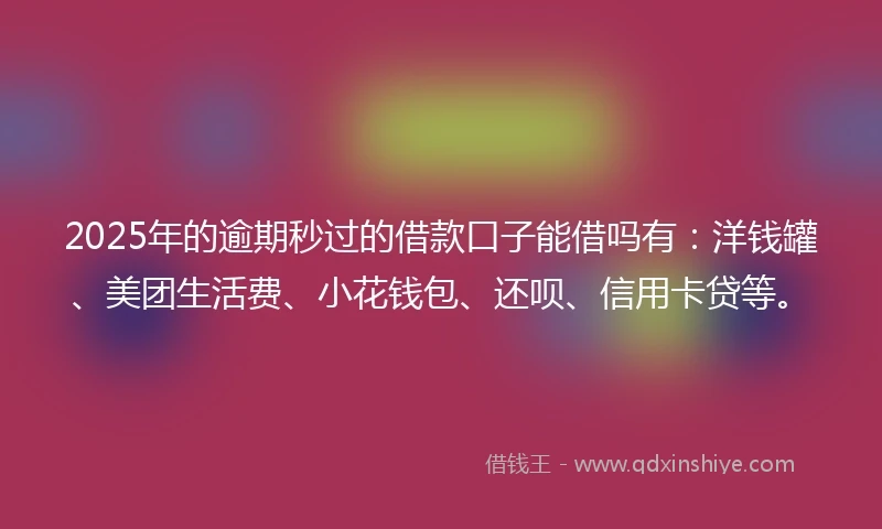 2025年的逾期秒过的借款口子能借吗有：洋钱罐、美团生活费、小花钱包、还呗、信用卡贷等。