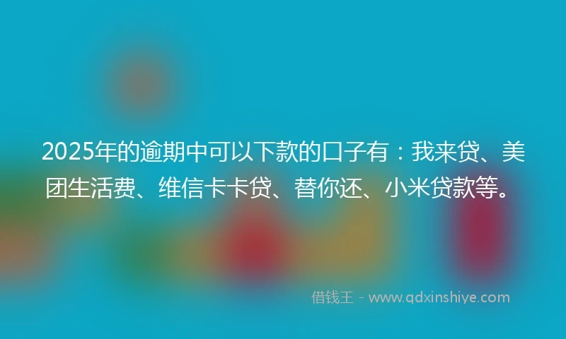 2025年的逾期中可以下款的口子有：我来贷、美团生活费、维信卡卡贷、替你还、小米贷款等。