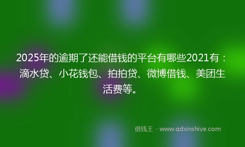 2025年的逾期了还能借钱的平台有哪些2021有：滴水贷、小花钱包、拍拍贷、微博借钱、美团生活费等。