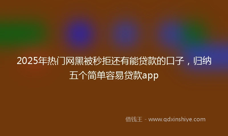 2025年热门网黑被秒拒还有能贷款的口子，归纳五个简单容易贷款app