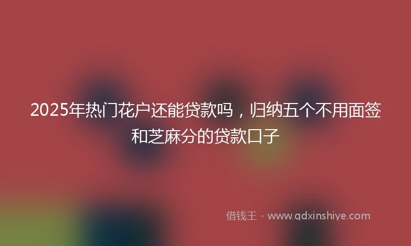 2025年热门花户还能贷款吗，归纳五个不用面签和芝麻分的贷款口子