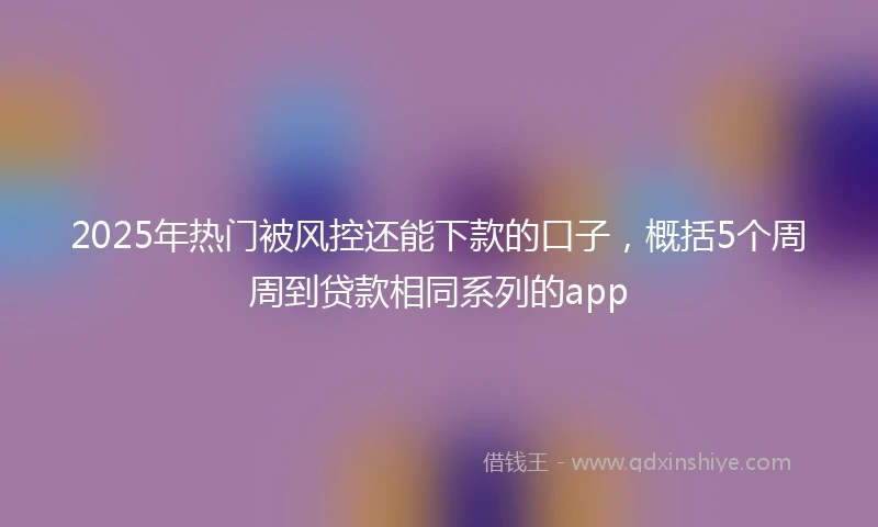 2025年热门被风控还能下款的口子，概括5个周周到贷款相同系列的app